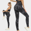 Leggings de yoga para mujer, entrenamiento con teñido anudado, talla grande, ajustado, sin costuras, cintura alta, gimnasio, legging de secado rápido