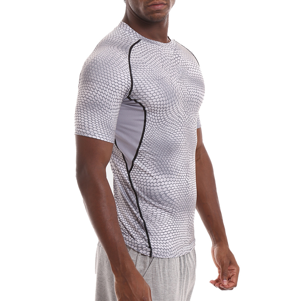 Nueva camiseta transpirable de manga corta con estampado de serpiente al aire libre, camiseta de entrenamiento para hombres, ropa deportiva para Yoga y Fitness