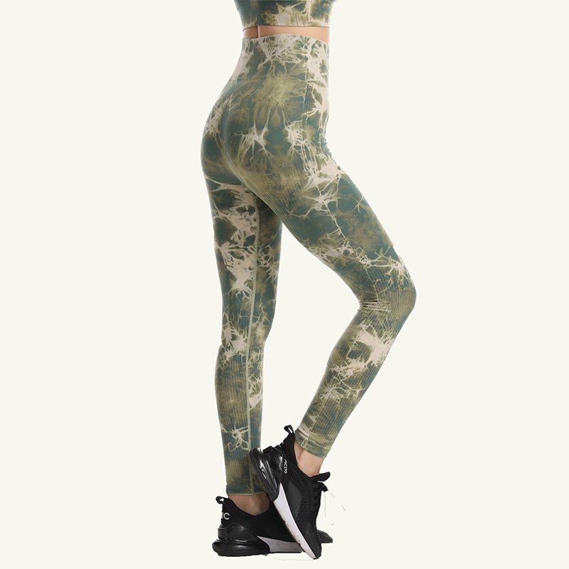 Las mujeres personalizan los pantalones de yoga sin costuras de cintura alta Joggers Tie-dye Correr al aire libre Gimnasio Deportes Althetic Workout Activewear Leggings ajustados