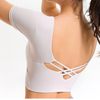 Las mujeres personalizan el entrenamiento con la espalda cruzada camiseta deportiva con tiras cruzadas para el entrenamiento de yoga camisetas de fitness